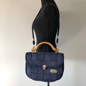 Women’s Vintage Palazzo Vecchio Blue Gold Woven shoulder Bag Purse